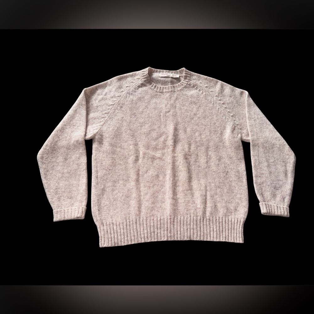 Vintage The Fox Collection Wool Blend Sweater Mens XL Beige Crewneck Raglan